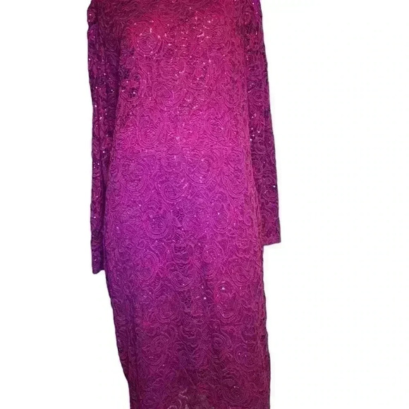 Marina Fuchsia Pink Lace Long Sleeve Dress size 16W. - Picture 3 of 12